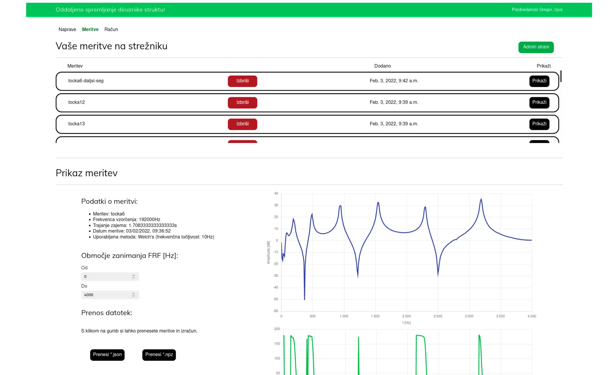 Screenshot of web app from Gregor Obreza's master thesis.